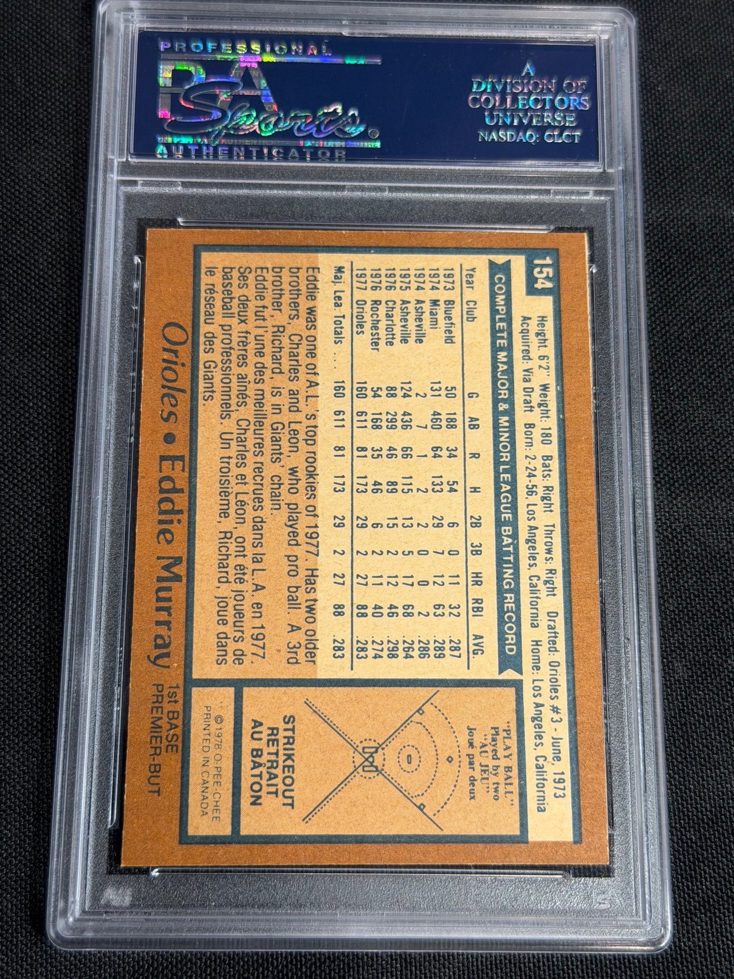1978 O-Pee-Chee Eddie Murray #154 PSA 7