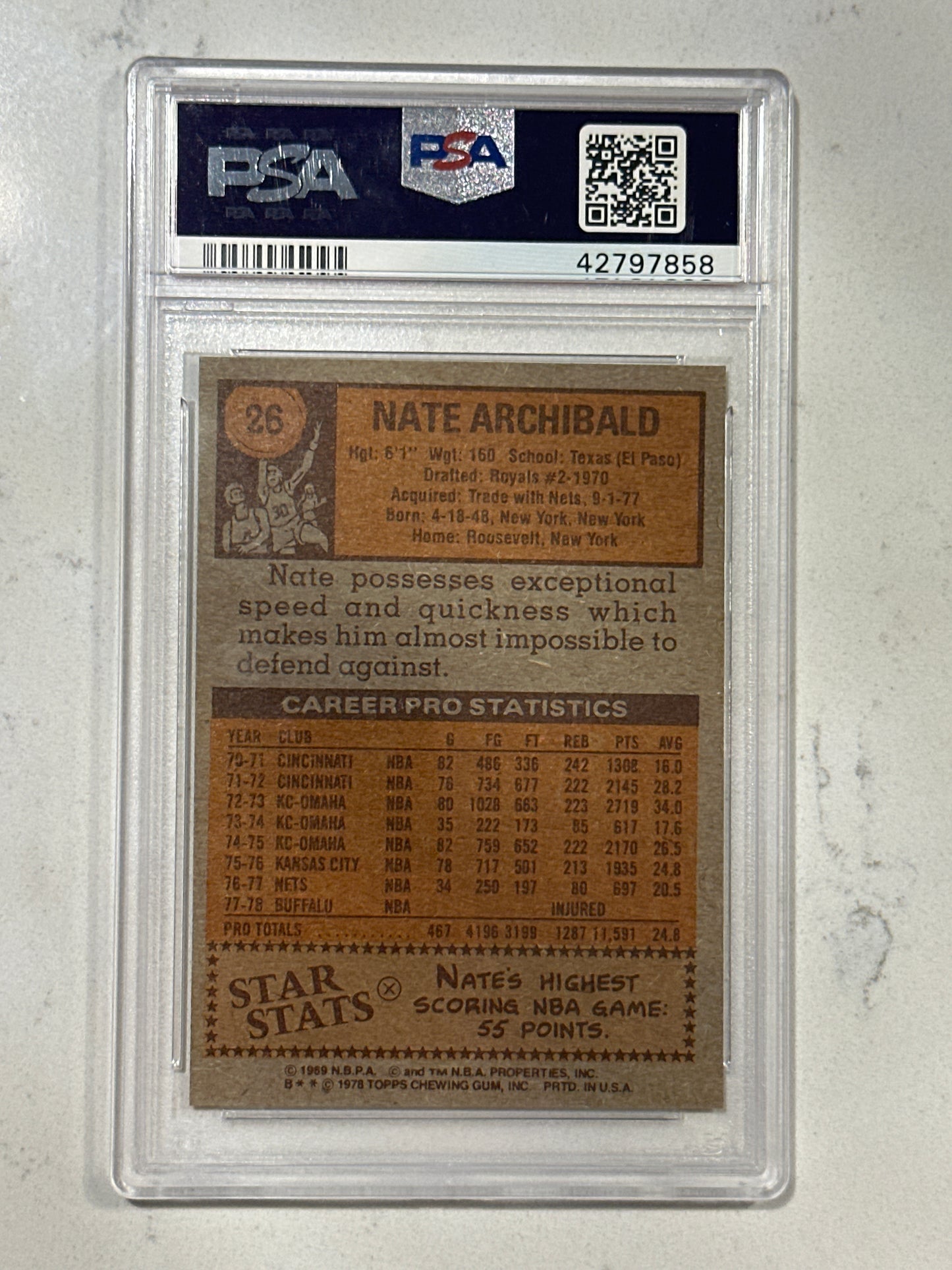 1978 Topps Nate Archibald #26 PSA 9