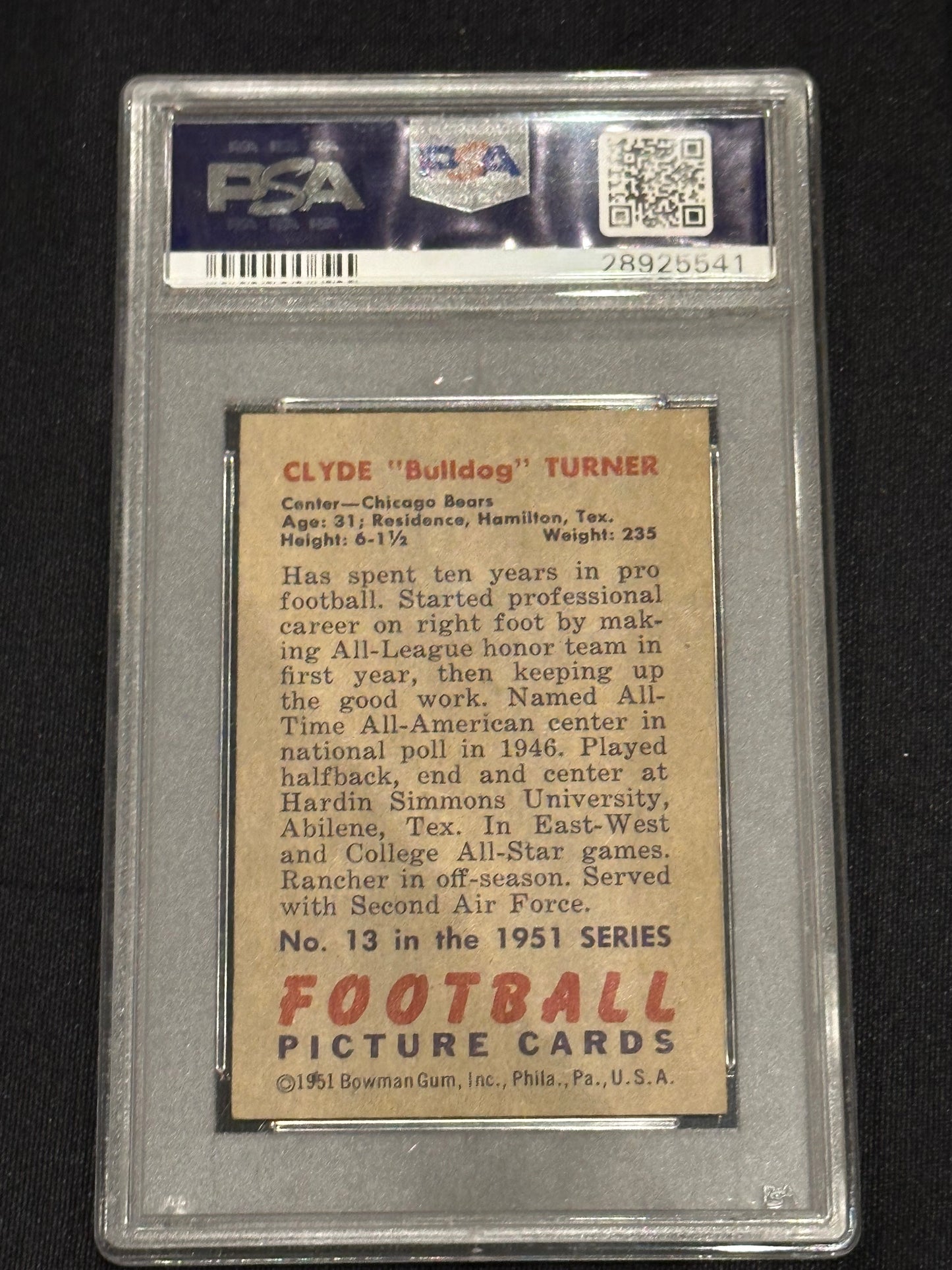 1951 Bowman Bulldog Turner #13 PSA 5