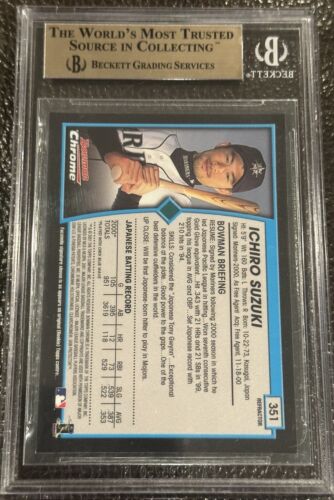 ICHIRO SUZUKI 2001 BOWMAN CHROME REFRACTOR ENGLISH ROOKIE RC BGS 9.5 MARINERS