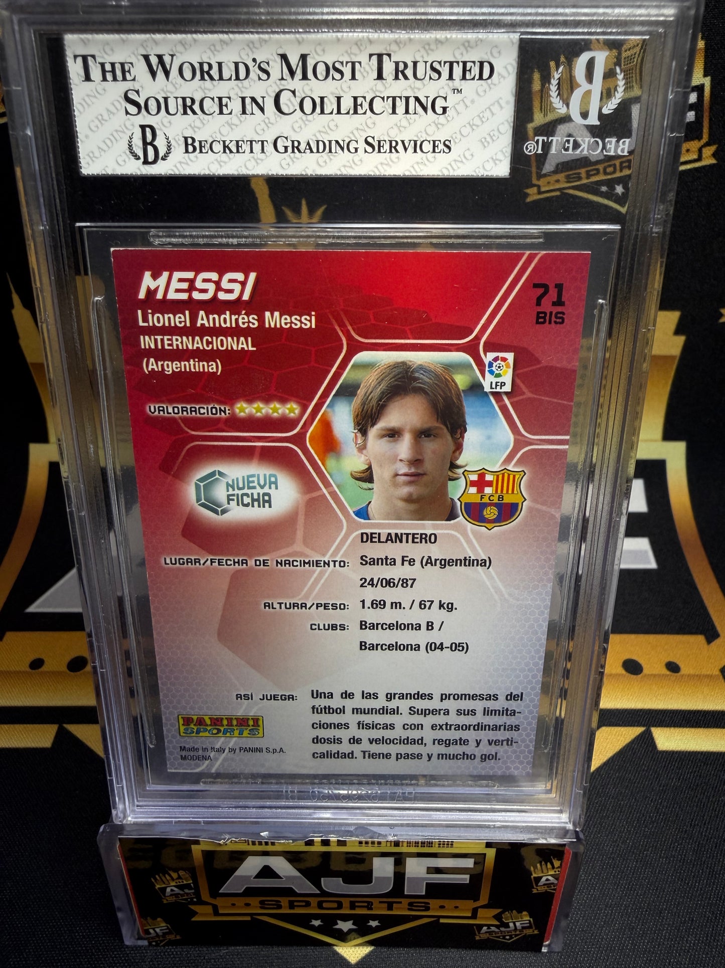 2005 Panini Megacracks La Liga Nueva Ficha Lionel Messi #71BIS BGS 7.5