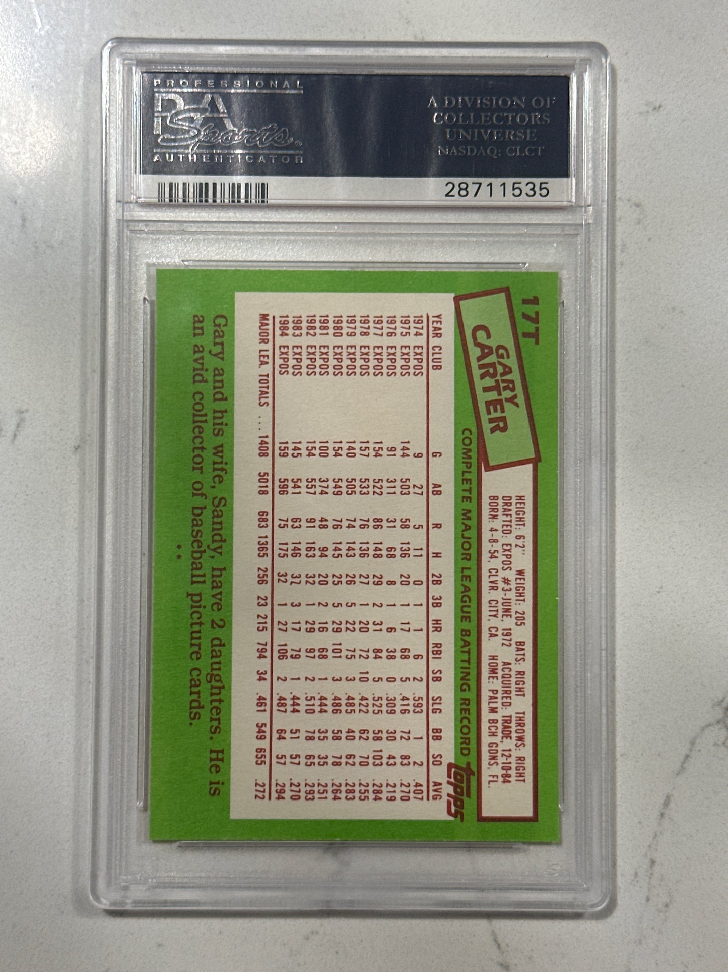 1985 Topps Traded Gary Carter #17T PSA 10