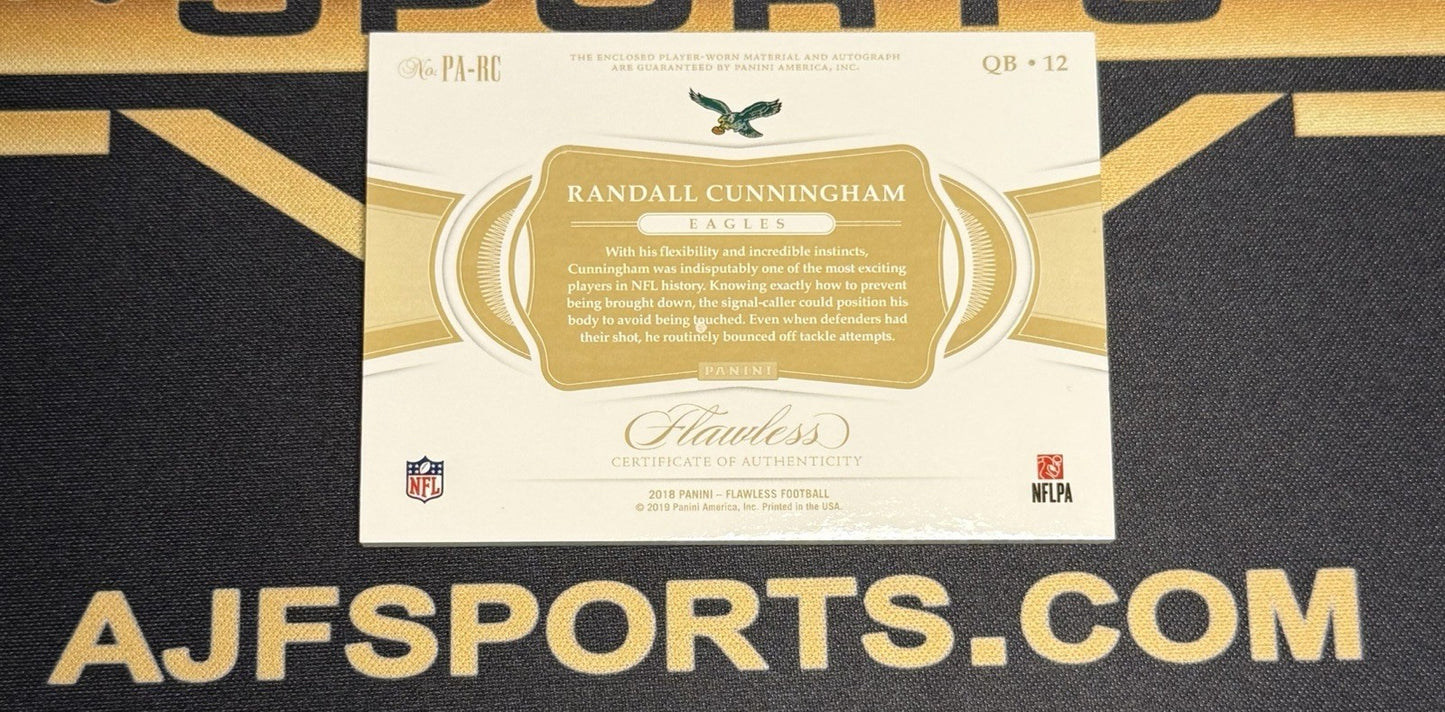 2018 Panini Flawless Randall Cunningham #6/10 On-Card Patch Auto Autograph