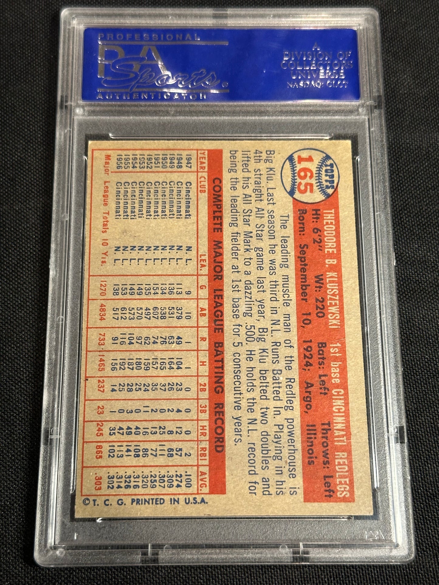 1957 Topps Ted Kluszewski #165 PSA 7