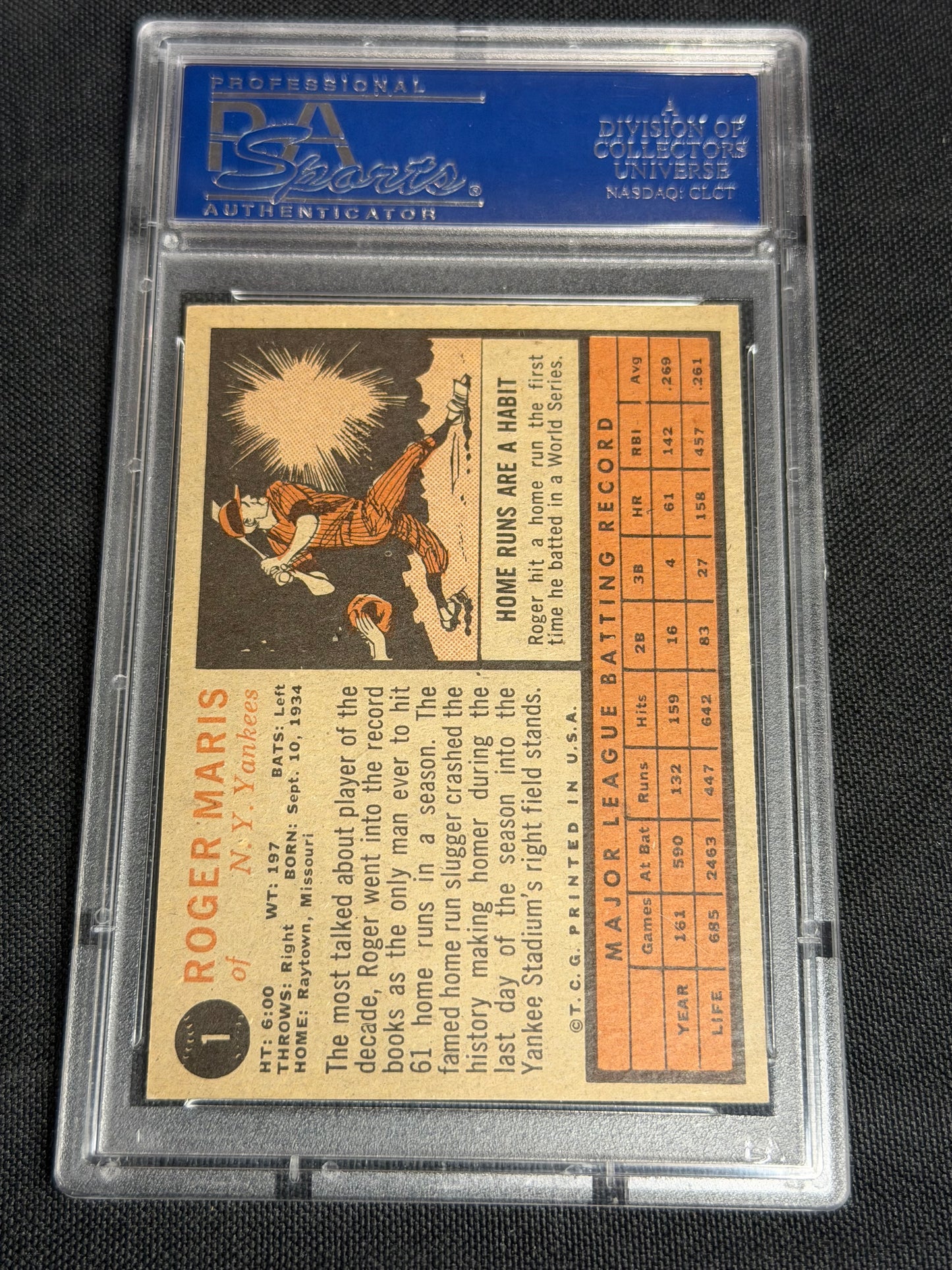1962 Topps Roger Maris #1 PSA 7