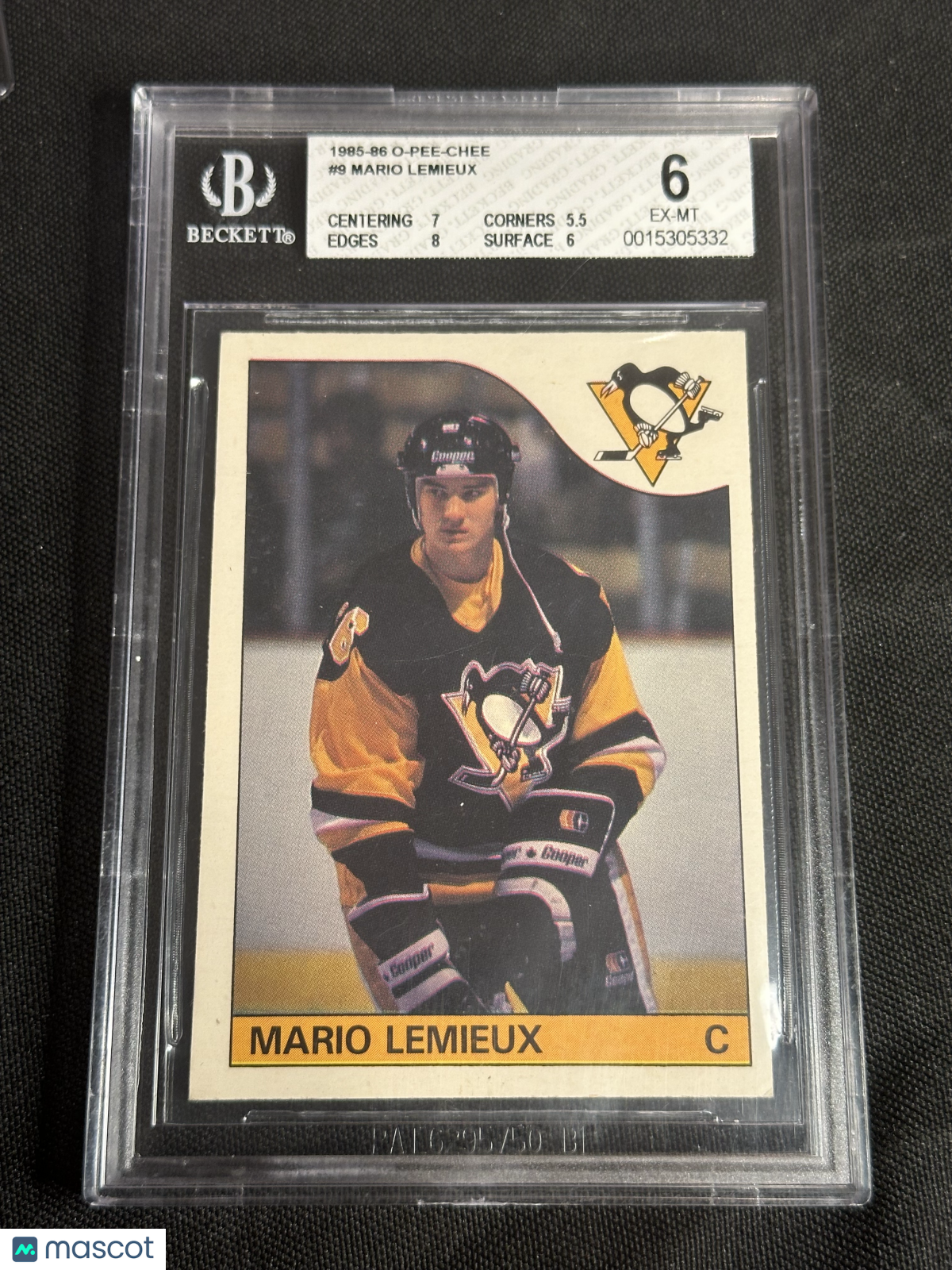 1985 O-Pee-Chee Mario Lemieux #9 Rookie BGS 6
