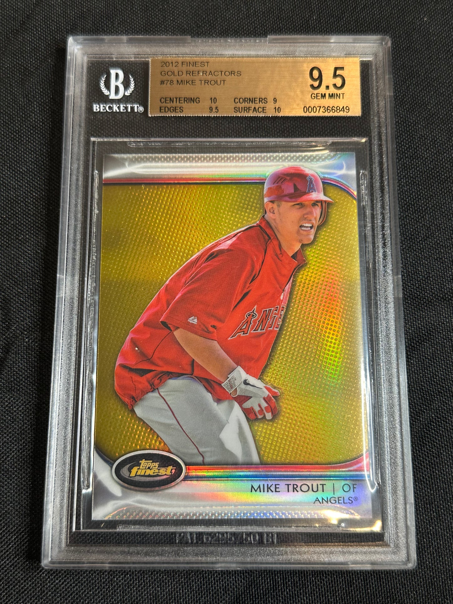 2012 Finest Gold Refractors #22/50 Mike Trout #78 BGS 9.5 POP 7