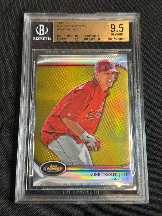 2012 Finest Gold Refractors #22/50  Mike Trout #78 BGS 9.5 POP 7