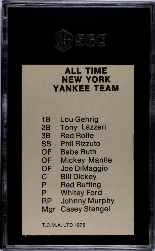 1975 Tcma Babe Ruth All Time Yankee Team SGC 4