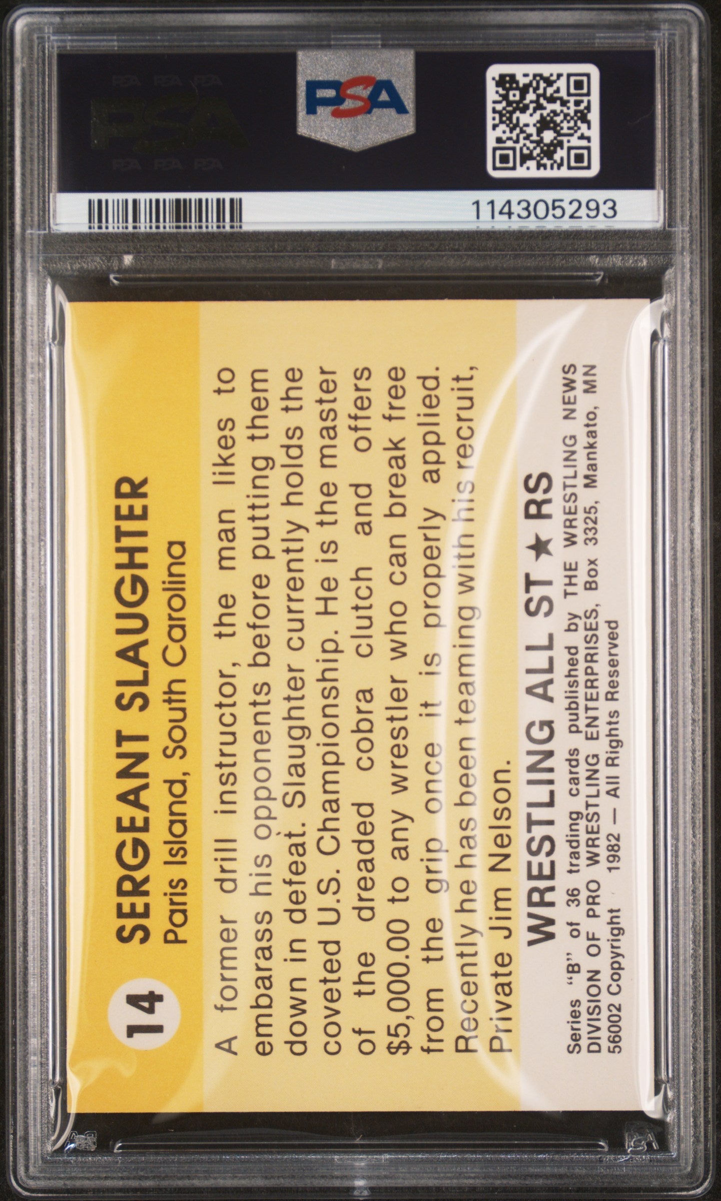1982 Wrestling Sergeant Slaughter #14 PSA 8