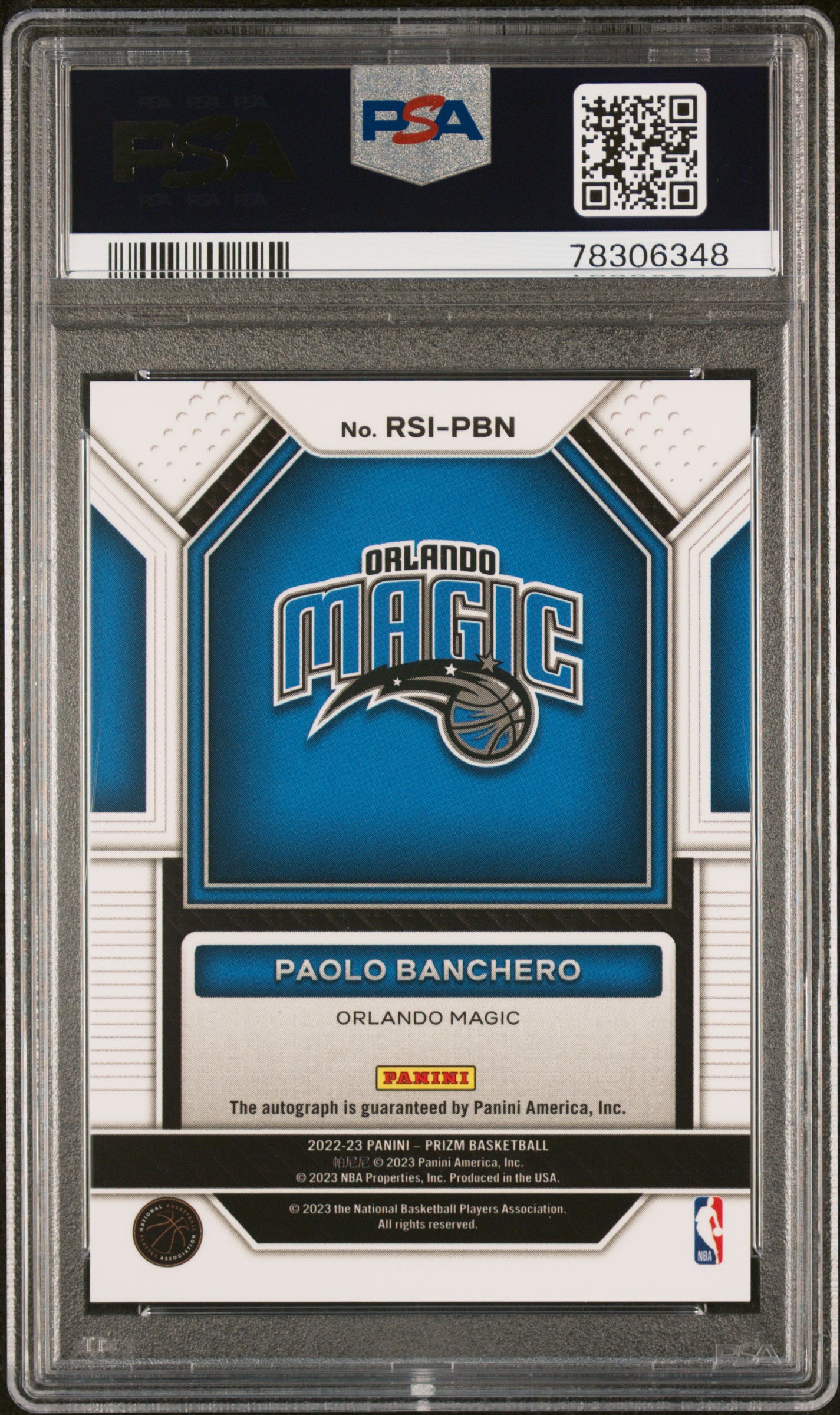 2022 Panini Prizm Rookie Signatures Paolo Banchero #RSIPBN PSA 10
