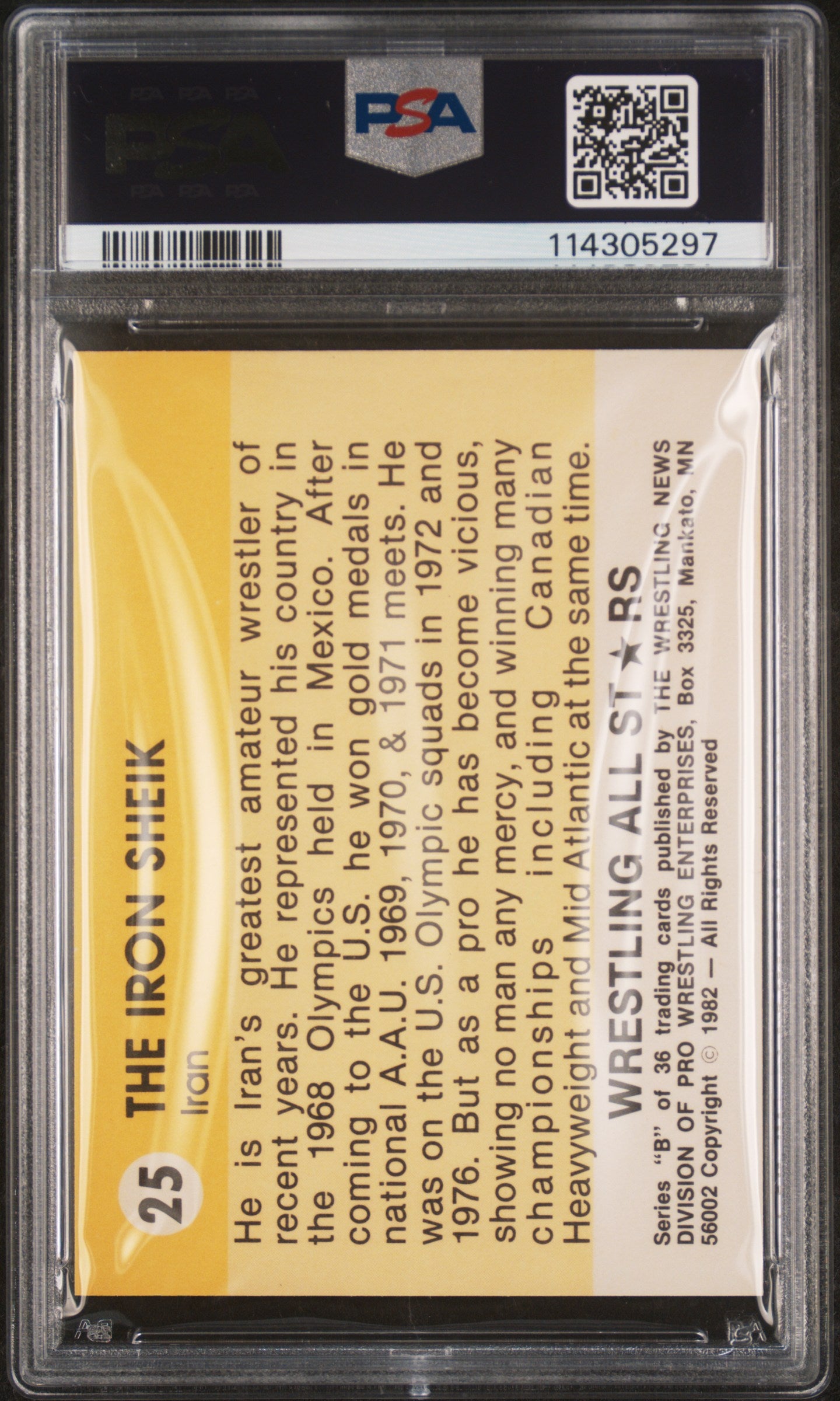 1982 Wrestling All-Stars-Series B The Iron Sheik #25 Rookie PSA 8