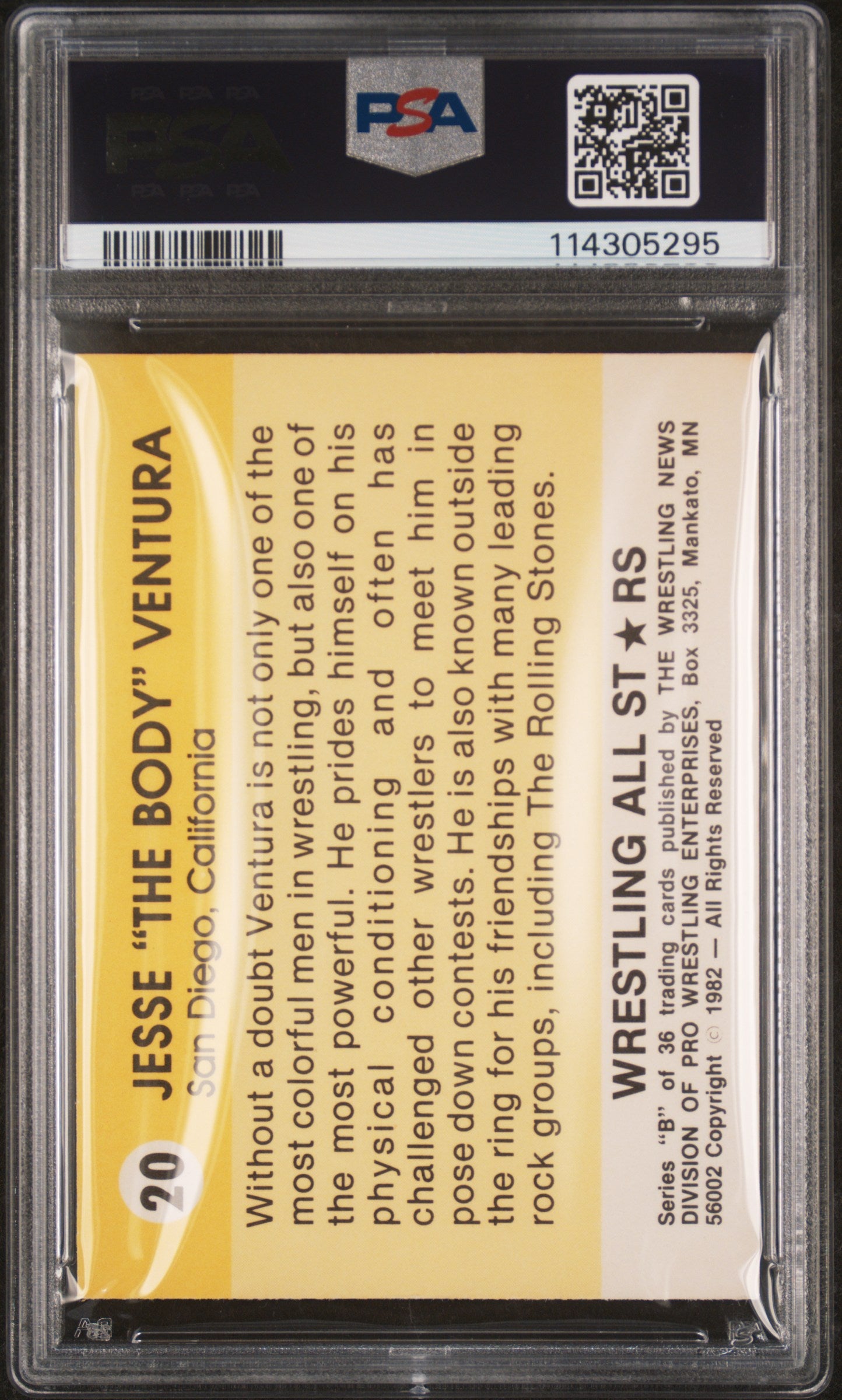 1982 Wrestling All-Stars-Series B Jesse Ventura #20 Rookie PSA 7