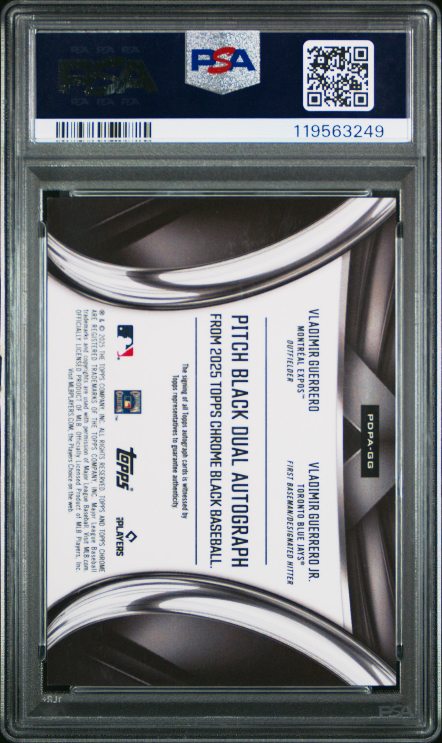 2025 Topps Chrome Black Autographs Guerrero Guerrero JR. #GG PSA 10