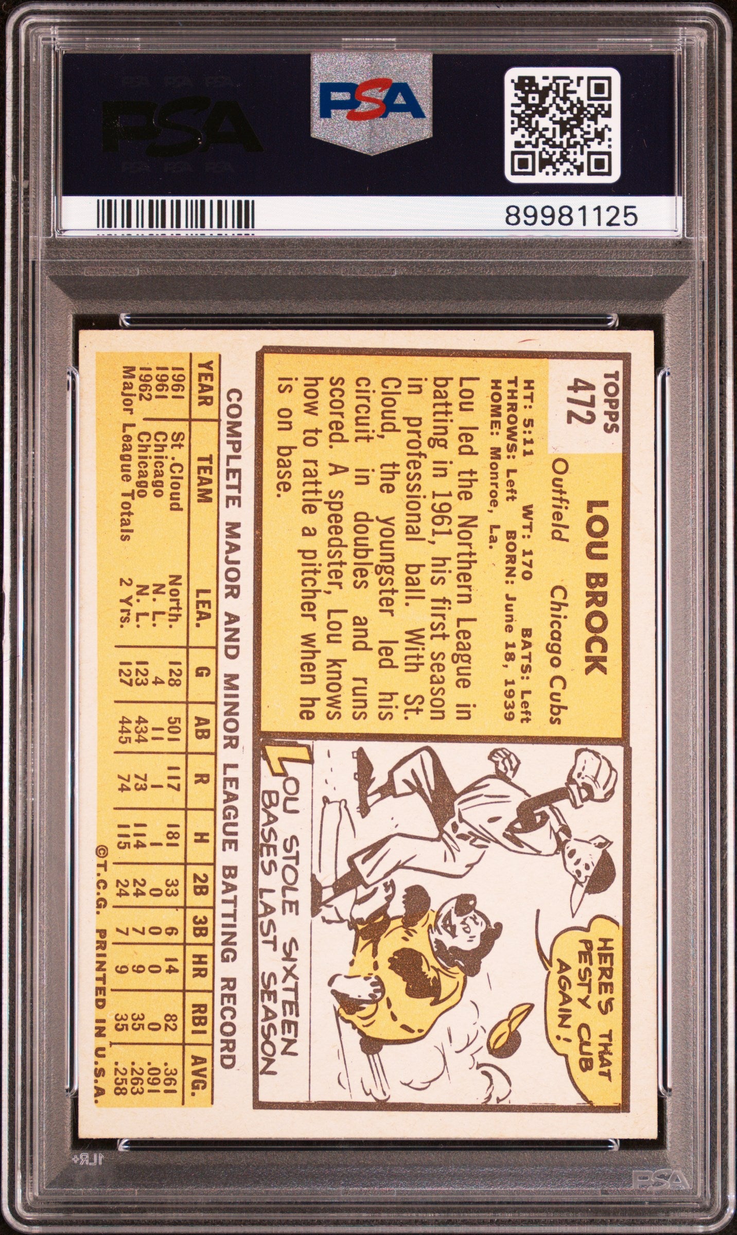 1963 Topps Lou Brock #472 PSA 5