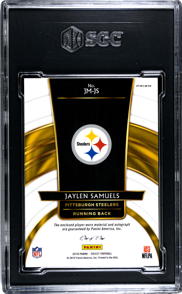 2018 Panini Select Jaylen Samuels Jumbo Rookie SIG. Swatches Black Prizm SGC 9