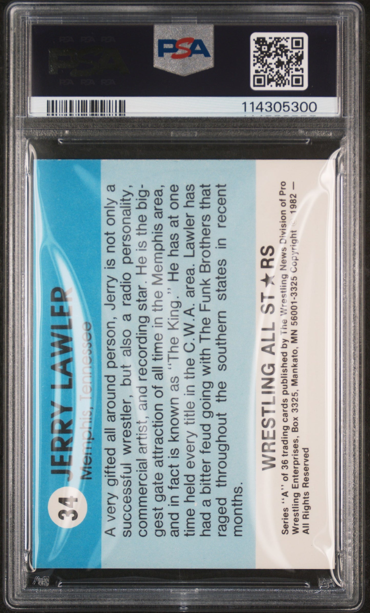 1982 Wrestling All-Stars Series A Jerry Lawler #34 Rookie PSA 8