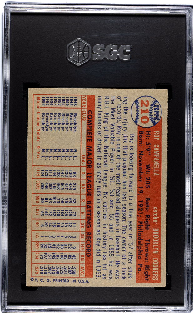 1957 Topps Roy Campanella #210 SGC 7