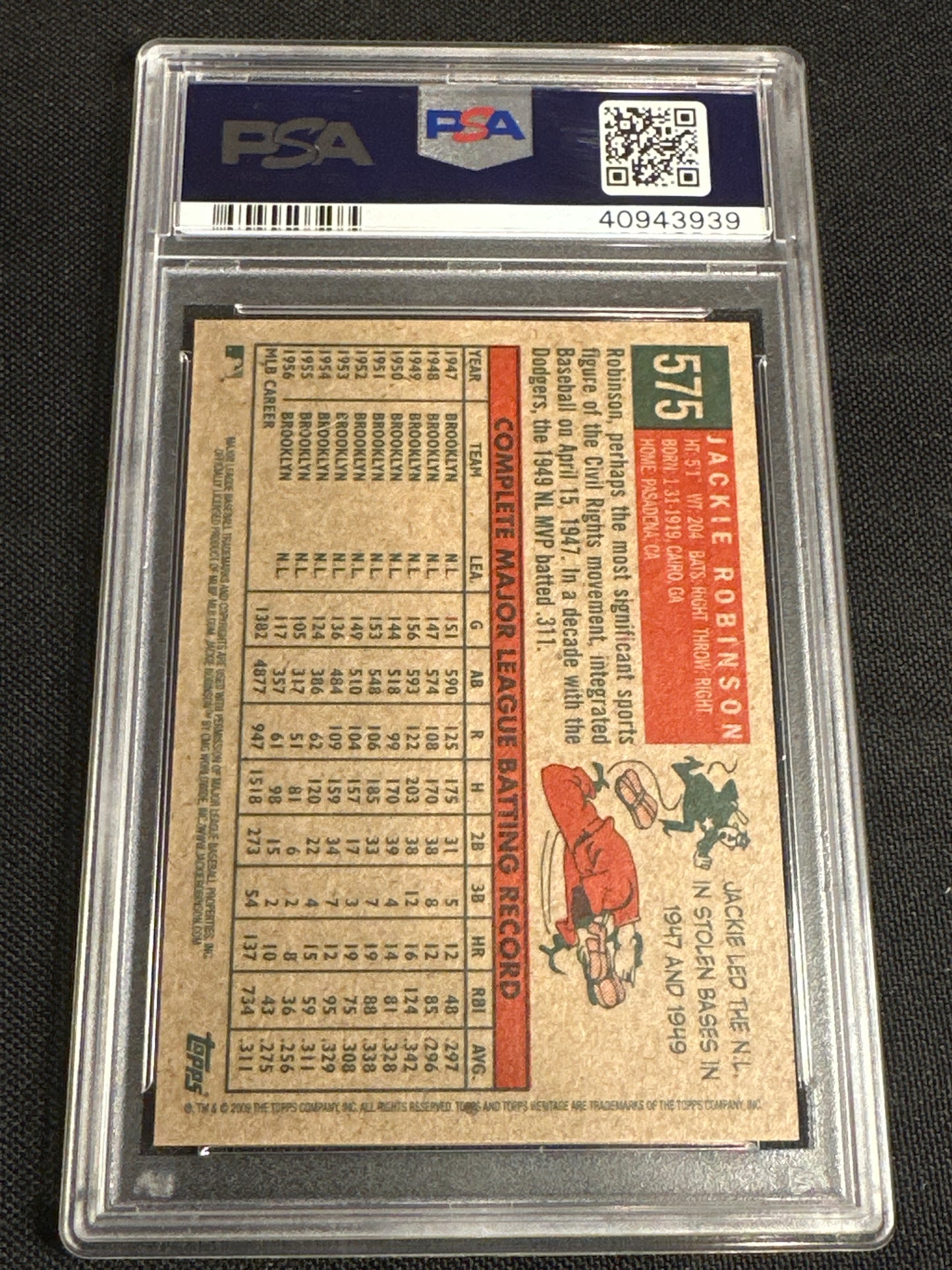 2009 Topps Vip Cards That Never Were Jackie Robinson #575 PSA 10