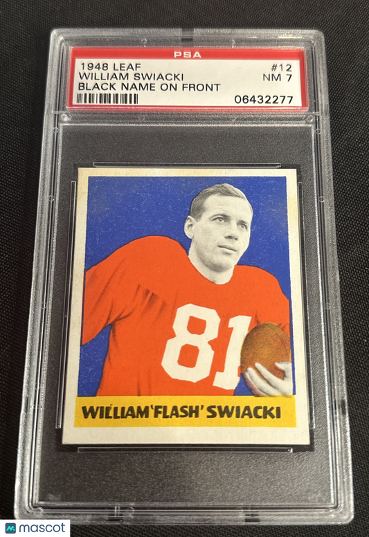 1948 Leaf William Swiacki #12 Black Name On Front PSA 7