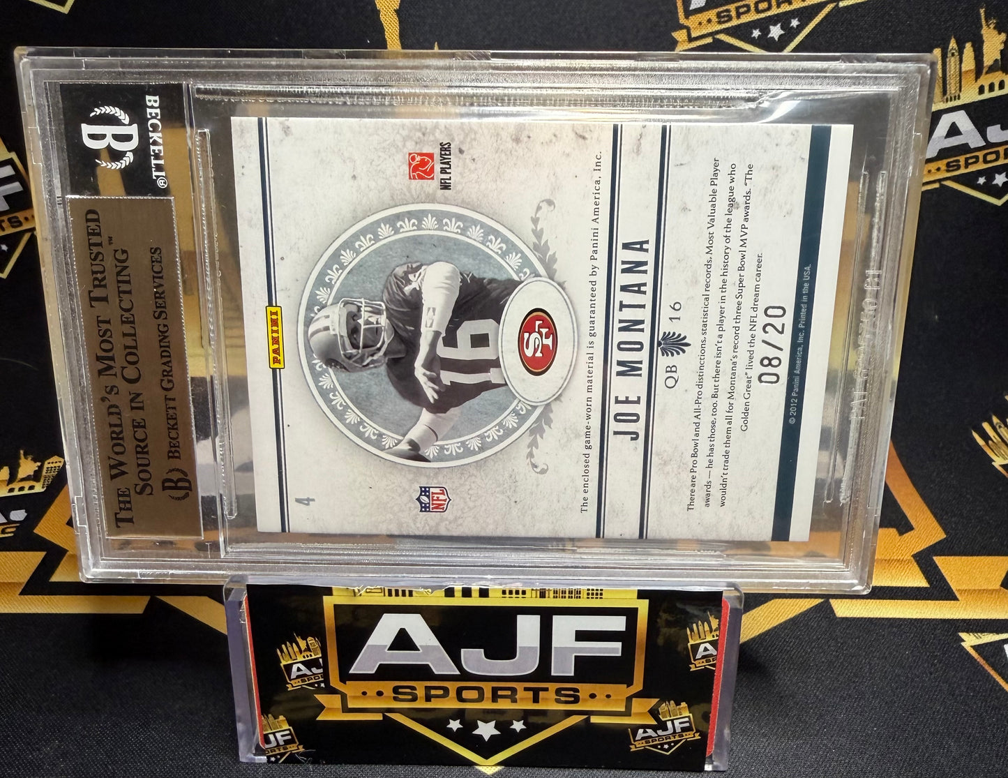 2011 National Treasures NFL Greatest Materials Prime Joe Montana #4 /20 BGS 9.5
