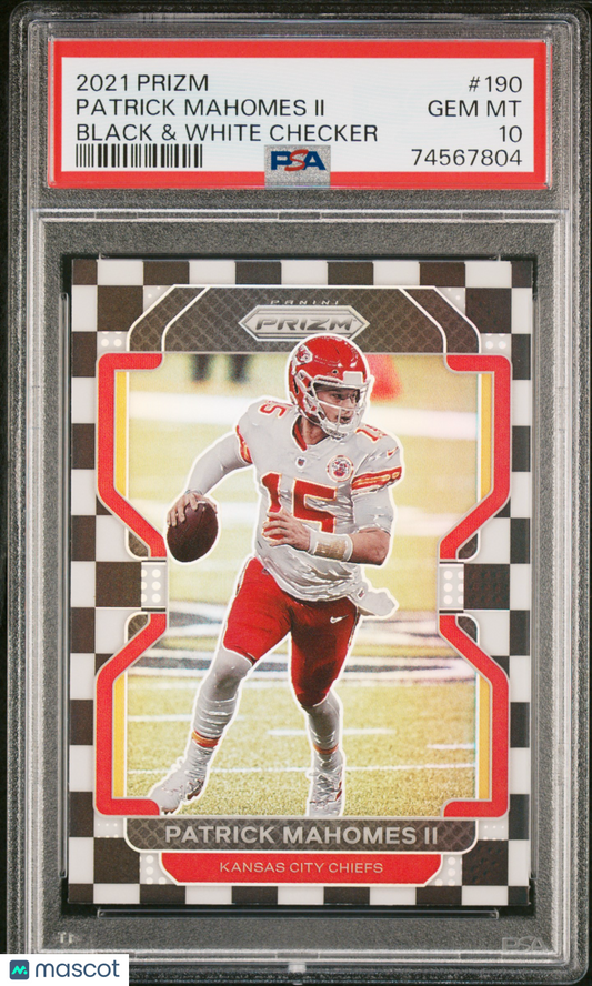 2021 Panini Prizm Patrick Mahomes II #190 Black & White Checker PSA 10