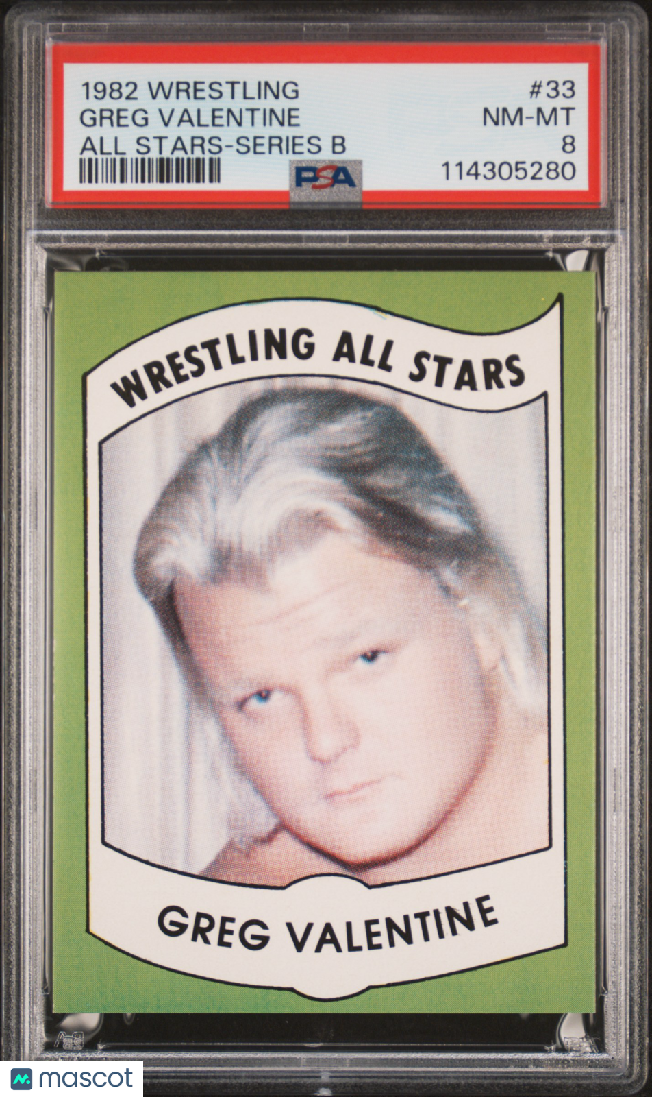 1982 Wrestling All-Stars-Series B Greg Valentine #33 Rookie PSA 8