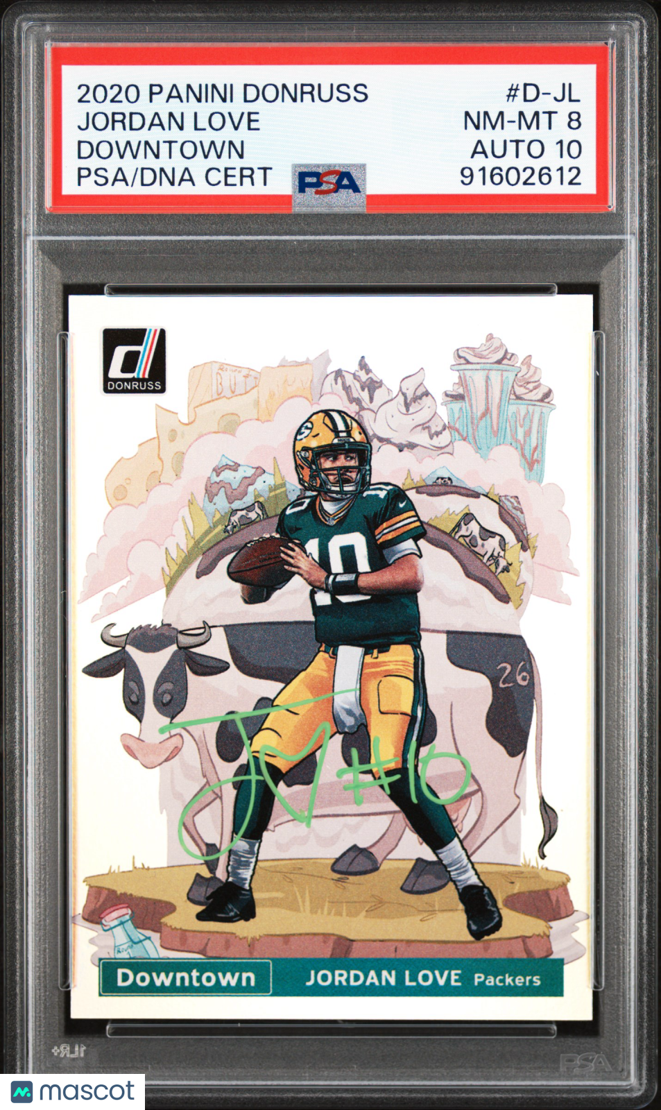 2020 Panini Donruss Downtown Jordan Love #D-JL PSA 8 10 AUTO ROOKIE RC