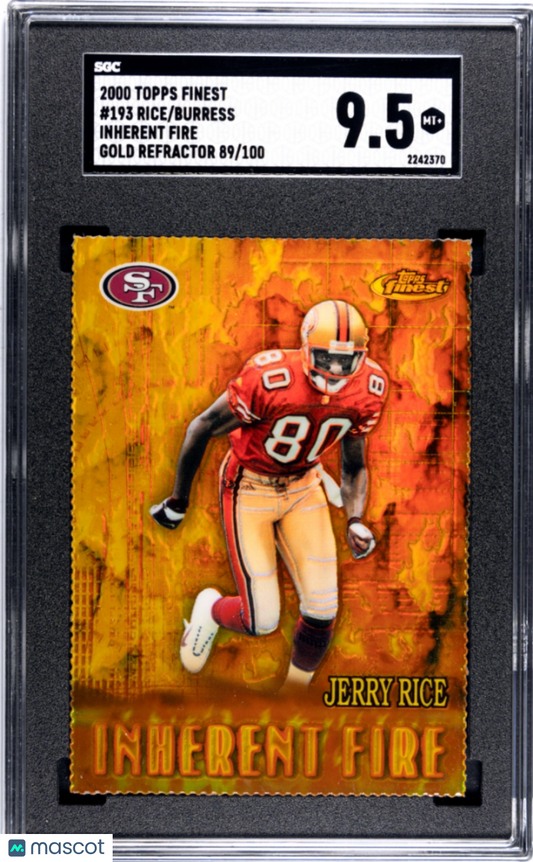 2000 Topps Finest Jerry Rice #193 Inherent Fire Gold Refractor SGC 9.5