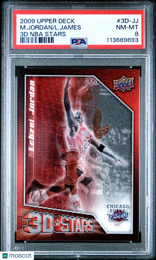 2009 Upper Deck 3D NBA Stars L. James M. Jordan #3D-JJ PSA 8