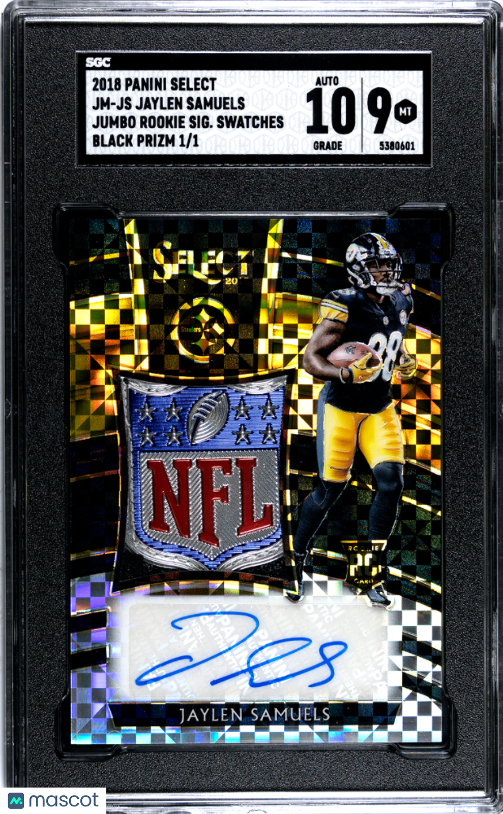2018 Panini Select Jaylen Samuels Jumbo Rookie SIG. Swatches Black Prizm SGC 9