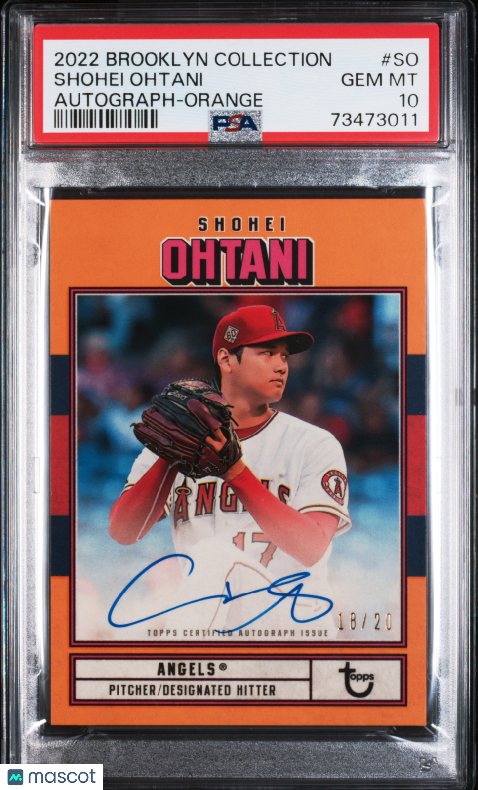 2022 Topps Brooklyn Collection Autograph Shohei Ohtani #SO Orange PSA 10 #18/20