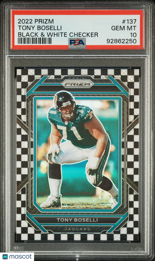2022 Panini Prizm Tony Boselli #137 Black & White Checker PSA 10