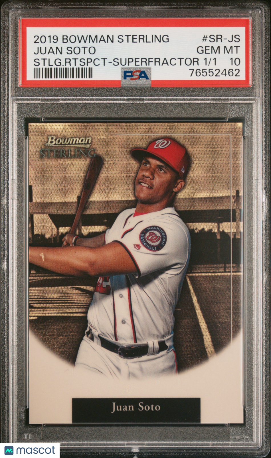 2019 Bowman Sterling Sterling Retrospect superfractor Juan Soto 1/1 PSA 10
