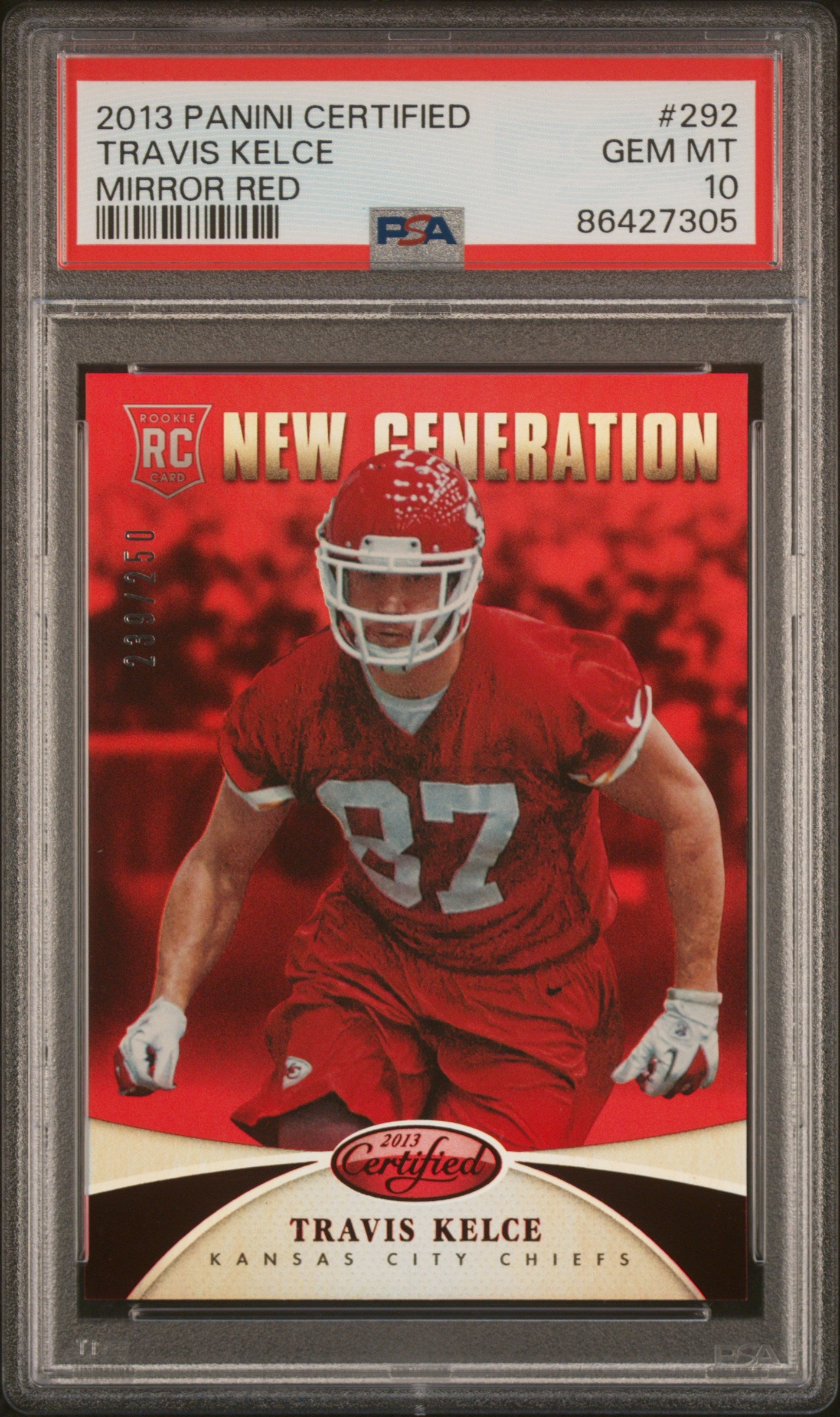 2013 Panini Certified Travis Kelce #292 Mirror Red 239/250 PSA 10