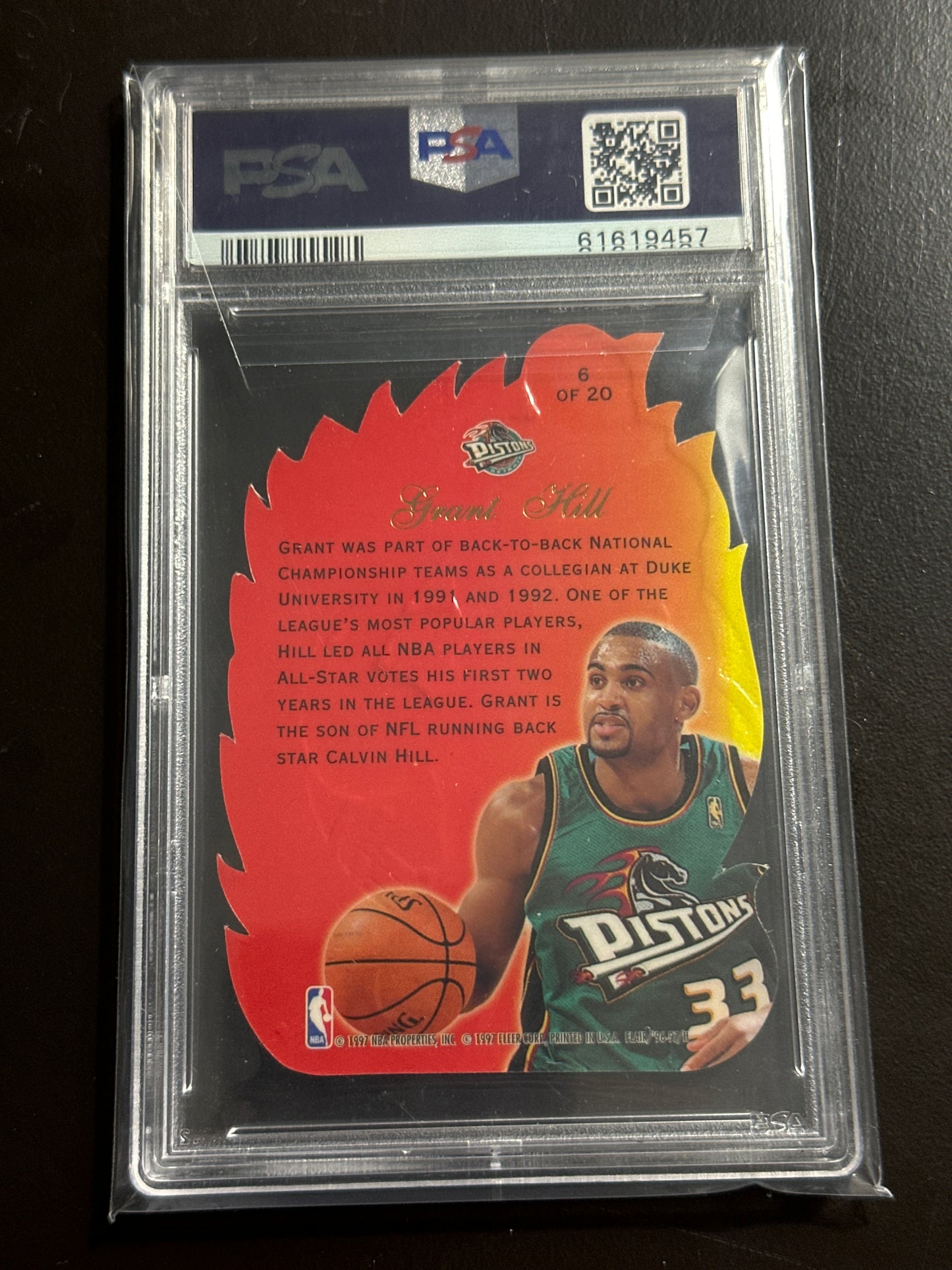 1996 Flair Showcase Hot Shots Grant Hill #6 PSA 8