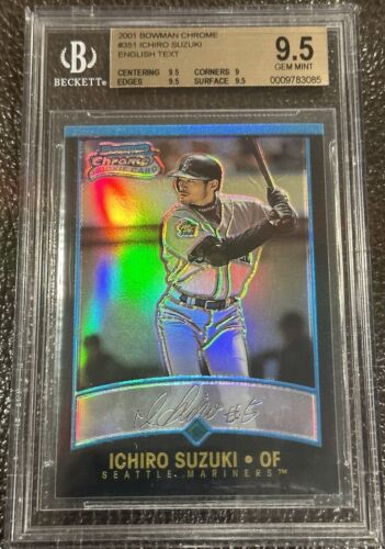 ICHIRO SUZUKI 2001 BOWMAN CHROME REFRACTOR ENGLISH ROOKIE RC BGS 9.5 MARINERS