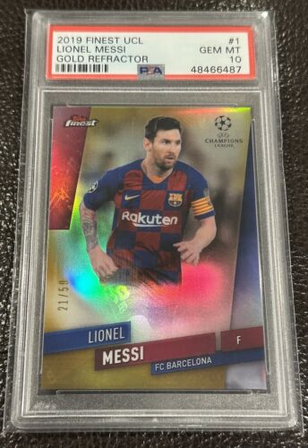 LIONEL MESSI 2019 FINEST UCL Gold Refractor #/50 PSA 10 Gem MINT