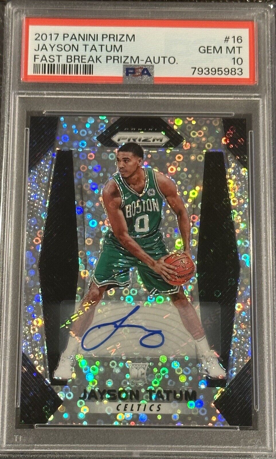 Pop 24 PSA 10 Jayson Tatum 2017-18 Prizm Fast Break Disco Auto #16 Rookie RC