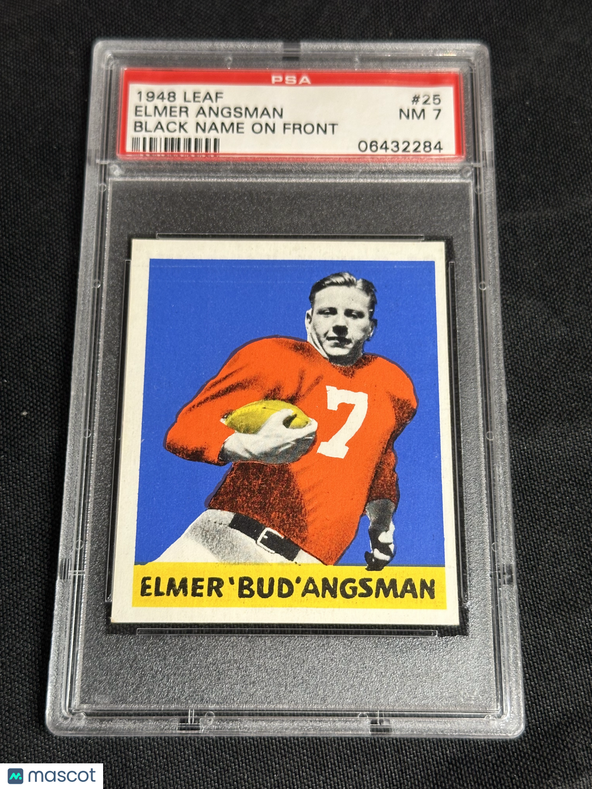 1948 Leaf Bud Angsman #25 Black Name On Front PSA 7