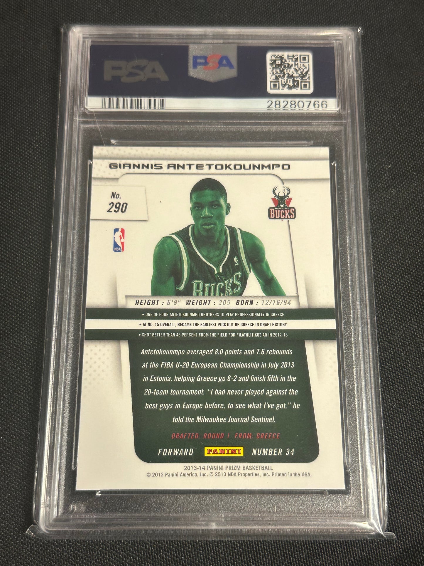 2013 Panini Prizm G. Antetokounmpo #290 PSA 10