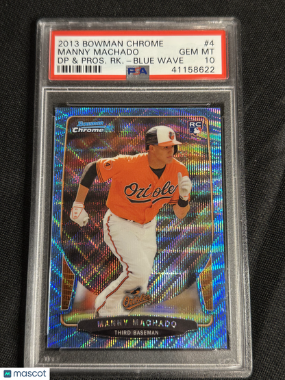2013 Bowman Chrome DP Manny Machado #4 Blue Wave PSA 10
