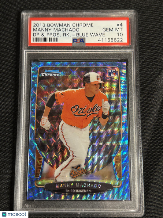 2013 Bowman Chrome DP Manny Machado #4 Blue Wave PSA 10