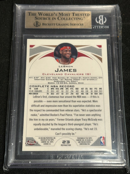 2004 Topps Chrome Refractors LeBron James #23 BGS 9.5
