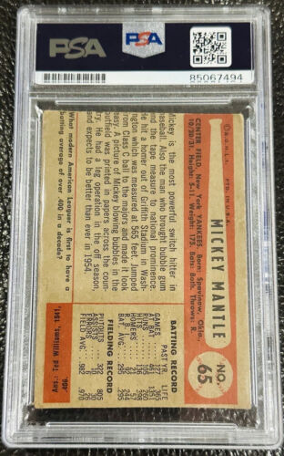 MICKEY MANTLE 1954 BOWMAN PSA /DNA CERTIFIED AUTOGRAPH EXTREMELY TOUGH~RARE