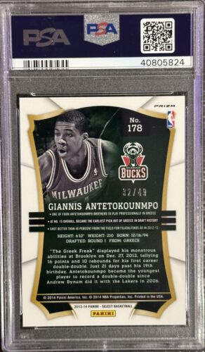 2013-14 Panini Select GIANNIS ANTETOKOUNMPO #/49 Blue Prizm Rookie PSA 10