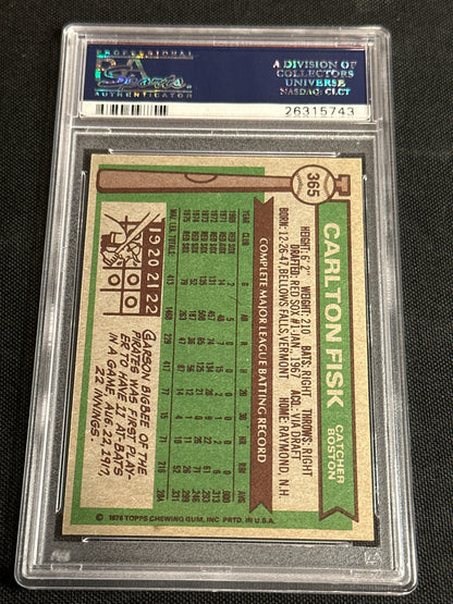 1976 Topps Carlton Fisk #365 PSA 8