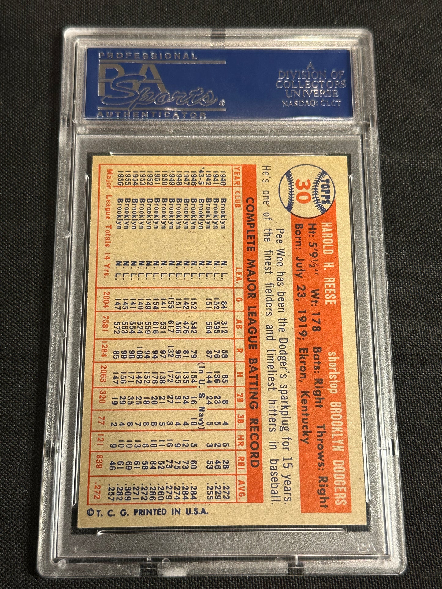 1957 Topps Pee Wee Reese #30 PSA 6