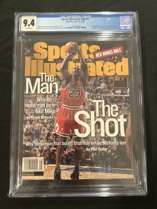 Michael Jordan "The Shot" Sports Illustrated 6/22/98  CGC 9.4 NEWS STAND EDITION