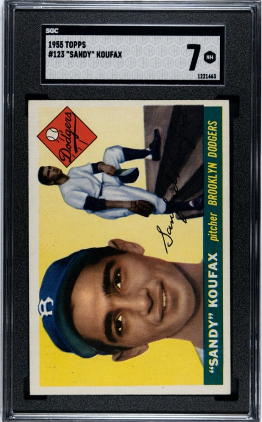 1955 TOPPS ROOKIE #123 "SANDY" KOUFAX ROOKIE RC SGC 7 (SHARP)